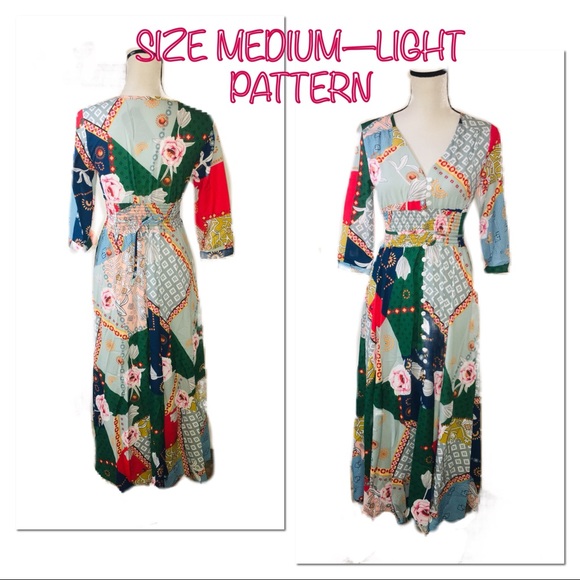 •HP! LAST 1!  Boho Chiffon Patchwork Maxi Dress• - Picture 2 of 8